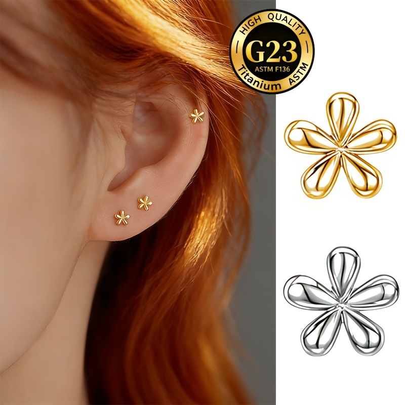 Exquisite Daisy Stud Earring, G23 Titanium Floral Design
